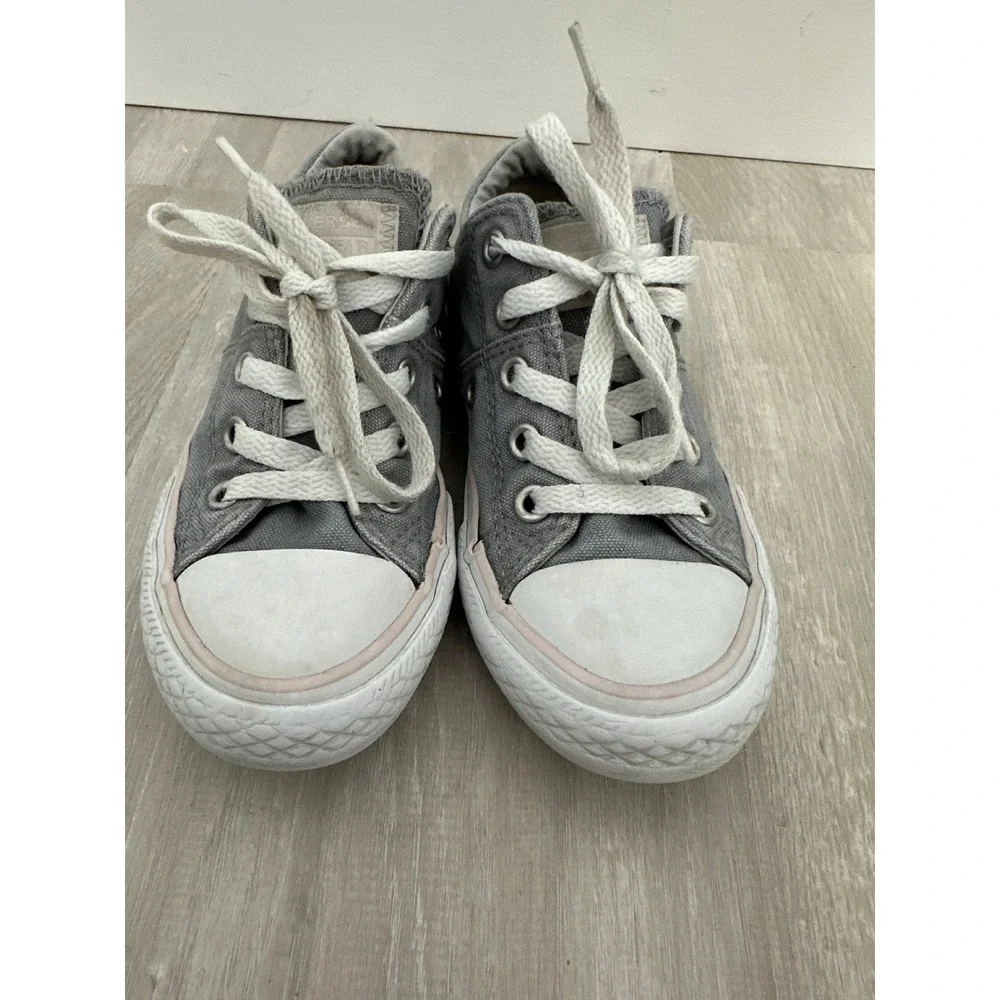 Kids Converse All Star Low Top Sneakers Gray Canvas Lace Up Casual Shoes Sz‎ 11